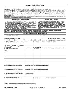 Department of Defense Emergency Data Form
