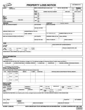 Property Loss Notice Form