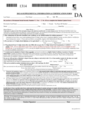 2013-14 Supplemental Information & Certification Form