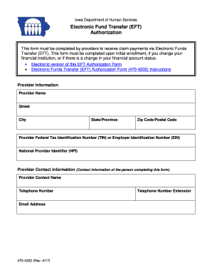 Iowa EFT Authorization Form