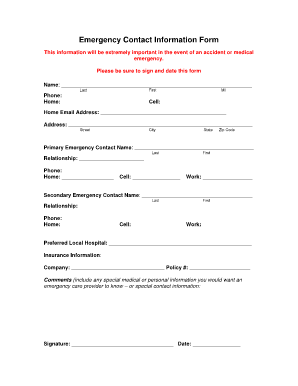 Emergency Contact Information Form