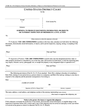 US Federal Subpoena to Produce Documents