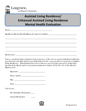 Mental Health Evaluation for Assisted Living