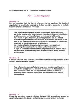 Proposed Housing Bill Consultation Questionnaire