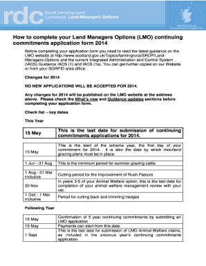Land Managers Options Continuing Commitments Application Form 2014