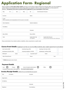 Scottish FA Regional Application Form