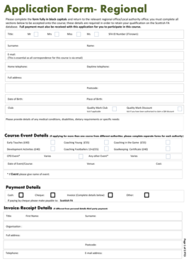 Scottish FA Regional Application Form