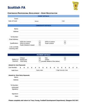 Event Registration Form - Scottish Football Association