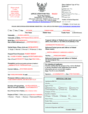 Thailand Visa Application Form