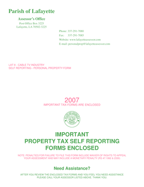 Louisiana LAT 8 Cable TV Industry Personal Property Tax Form