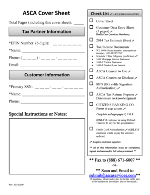 ASCA 2013 Tax Return Cover Sheet