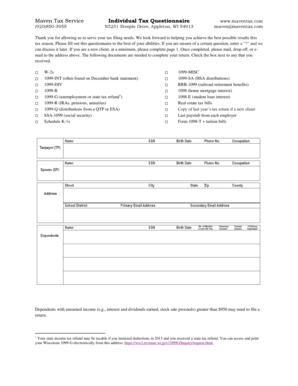 Maven Tax Service Individual Tax Questionnaire