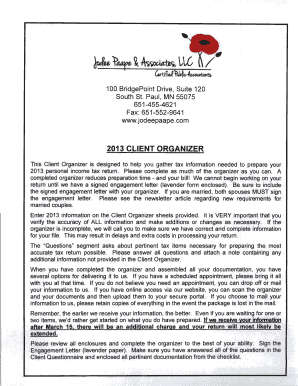 2013 Client Organizer Tax Information Form