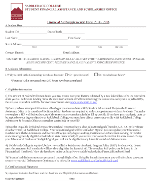 Saddleback College Financial Aid Supplemental Form