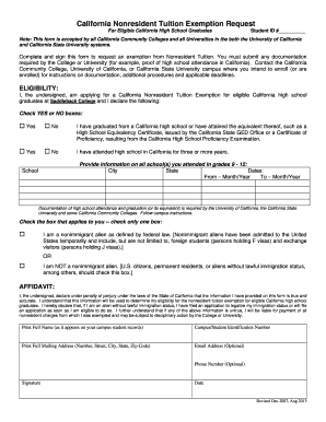 California Nonresident Tuition Exemption Request