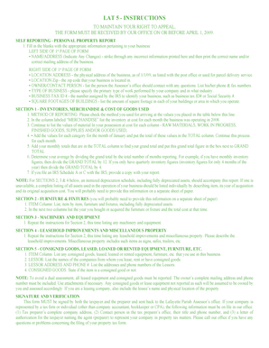 Self Reporting Personal Property Report