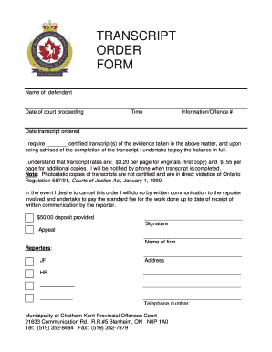 Court Transcript Order Form