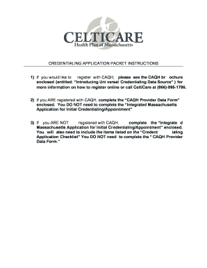 Massachusetts Physician Credentialing Application