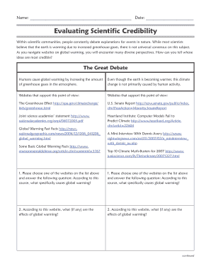 Evaluating Scientific Credibility Worksheet
