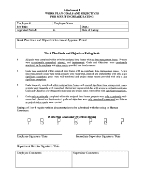 Work Plan Goals and Objectives Form
