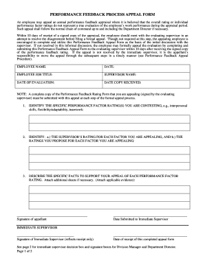 Performance Feedback Process Appeal Form