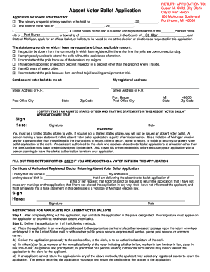 Michigan Absent Voter Ballot Application