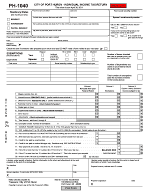 City of Port Huron Individual Income Tax Return