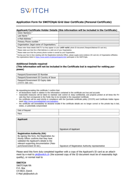 SWITCHpki Grid User Certificate Application
