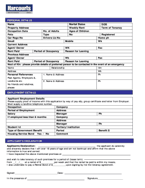 Residential Tenancy Application Form