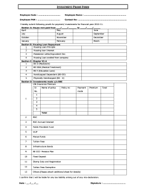 Investment Proof Form