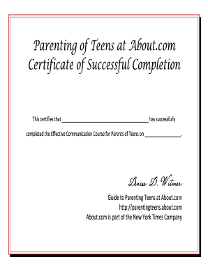 Certificate of Successful Completion