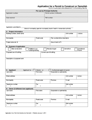 Application for a Permit to Construct or Demolish