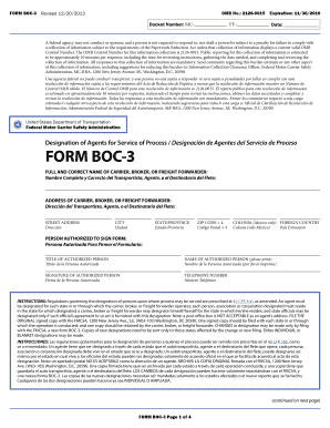 Form BOC-3 Designation of Agents for Service of Process