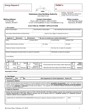 Michigan Electrical Permit Application