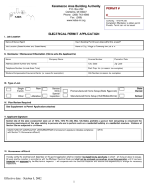 Michigan Electrical Permit Application