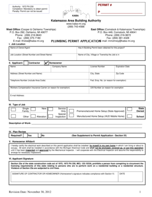 Plumbing Permit Application