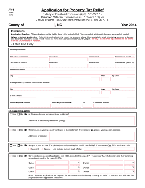 North Carolina Property Tax Relief Application