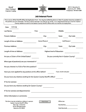 gaston county jobs form