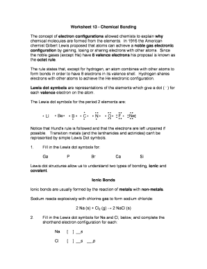 worksheet 13 chemical bonding