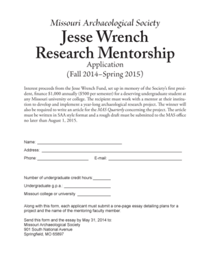 Contract for services rendered template - Missouri Archaeological Society Jesse Wrench Research Mentorship - associations missouristate