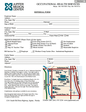 Occupational Health Services Referral Form