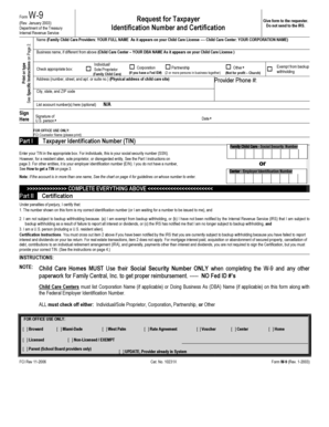 IRS Form W-9 Request for Taxpayer Identification