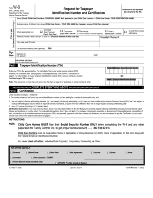 IRS Form W-9 Request for Taxpayer Identification Number and Certification