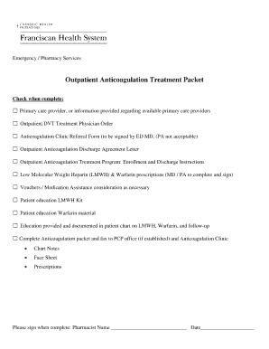 Outpatient Anticoagulation Treatment Packet