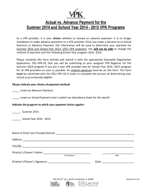 VPK Provider Payment Method Selection Form