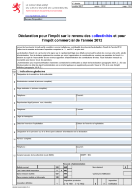 Déclaration pour l'impôt sur le revenu des collectivités et pour l'impôt commercial de l'année 2012