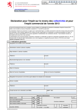 Déclaration pour l'impôt sur le revenu des collectivités et pour l'impôt commercial de l'année 2013