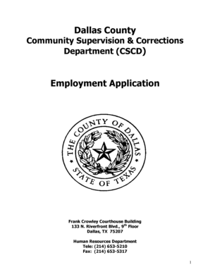 Dallas County CSCD Employment Application