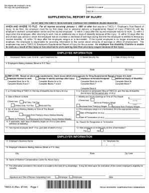 Texas Workers' Compensation Form TWCC-6