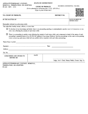 Affidavit Temporary Custody Connecticut